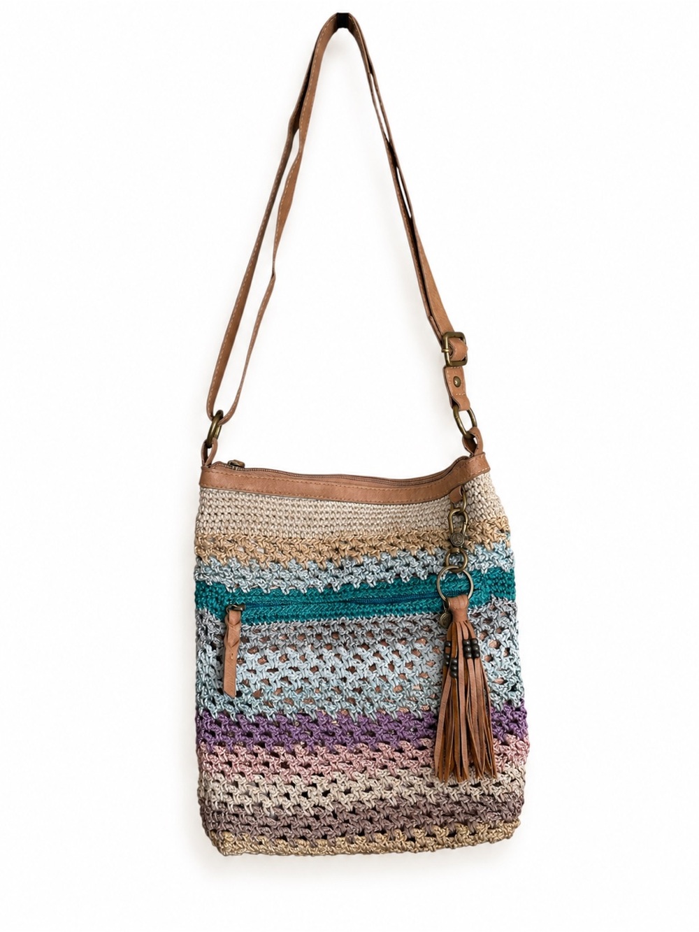 The Sak Multicolor Crochet Crossbody Bag with Tassel Boho Y2K in Great Condition